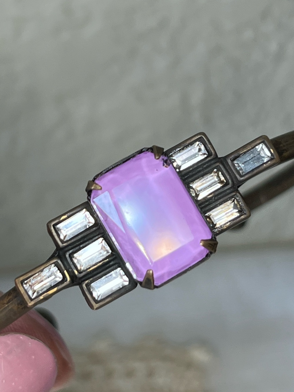 Loren Hope Purple Crystal Cuff Bracelet Art Deco Style Statement Jewelry